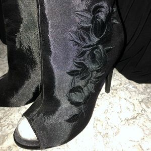 Simmi London Black Peep Toe Satin Boot
